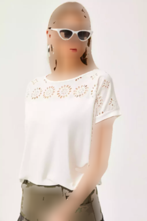 بلوز خفاشی طرح‎دار شیری زنانه برند Olalook کد 1753669929