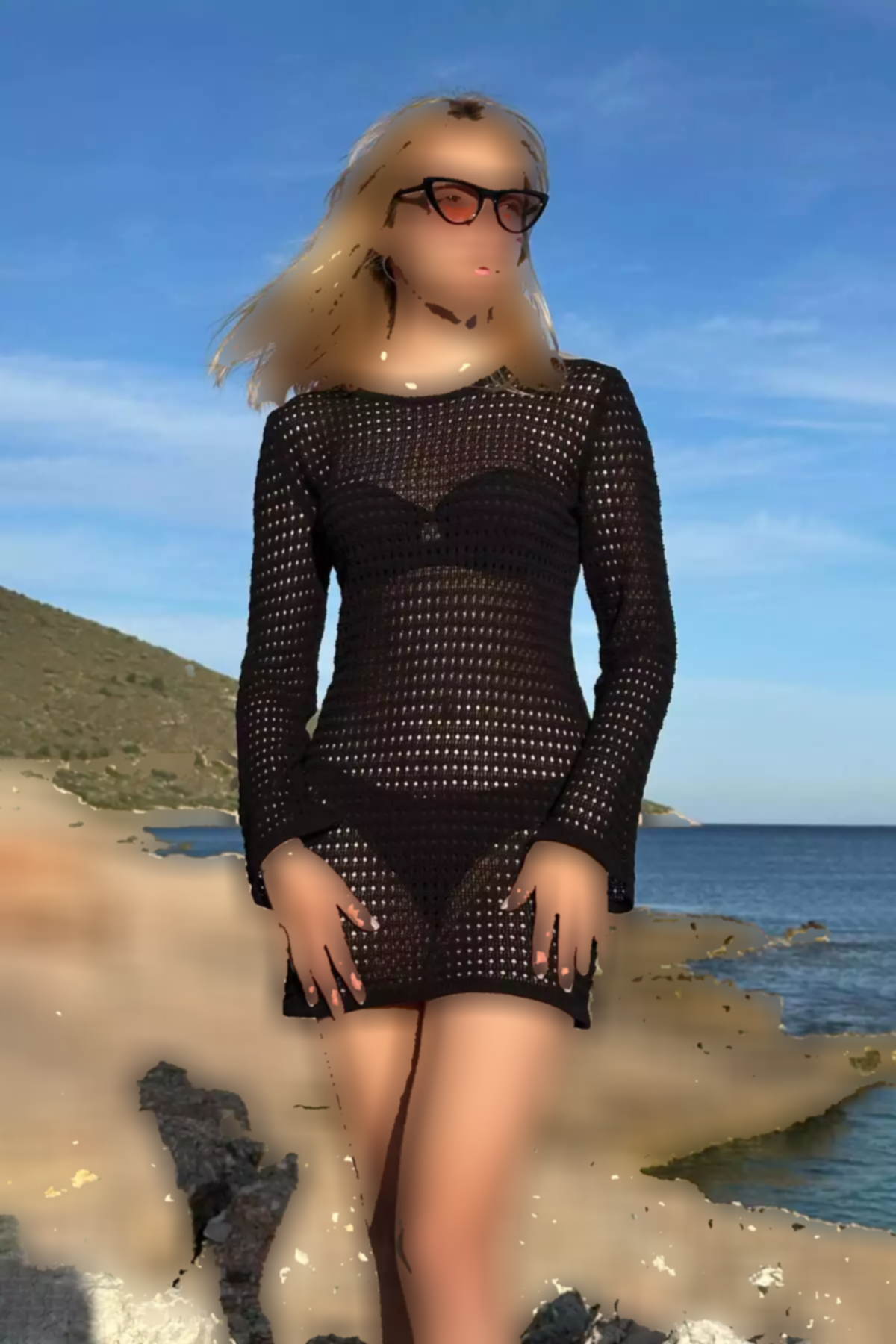 رو مایوای بافتنی کوچک آستین مشکی مدل اسپانیایی زنانه برند CHUBA کد 1753695667