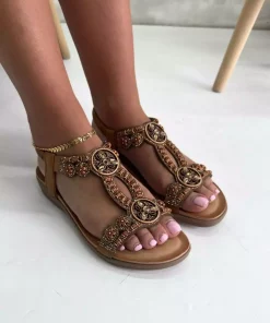 صندل نگین دار شتری زنانه برند inizio کد 1753716667
