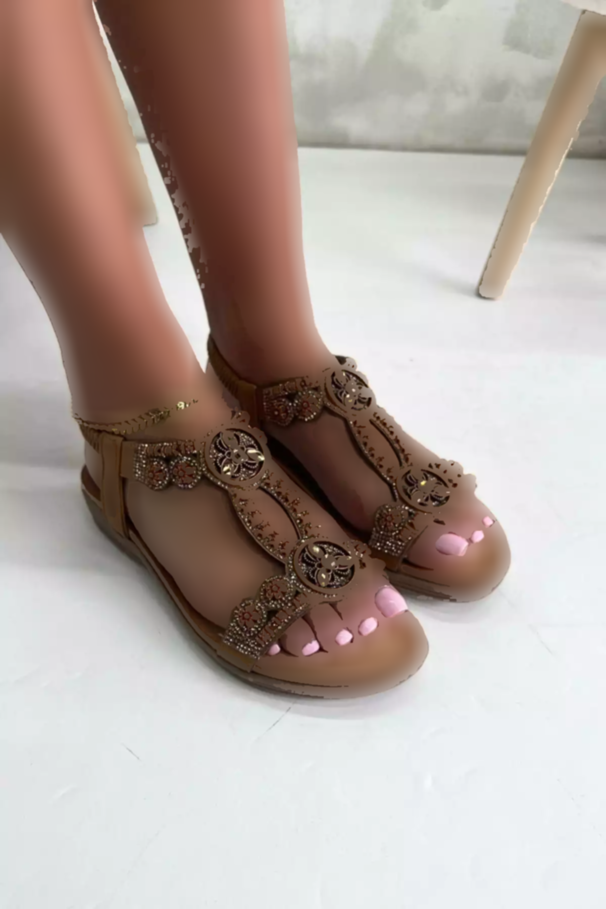 صندل نگین دار شتری زنانه برند inizio کد 1753716667