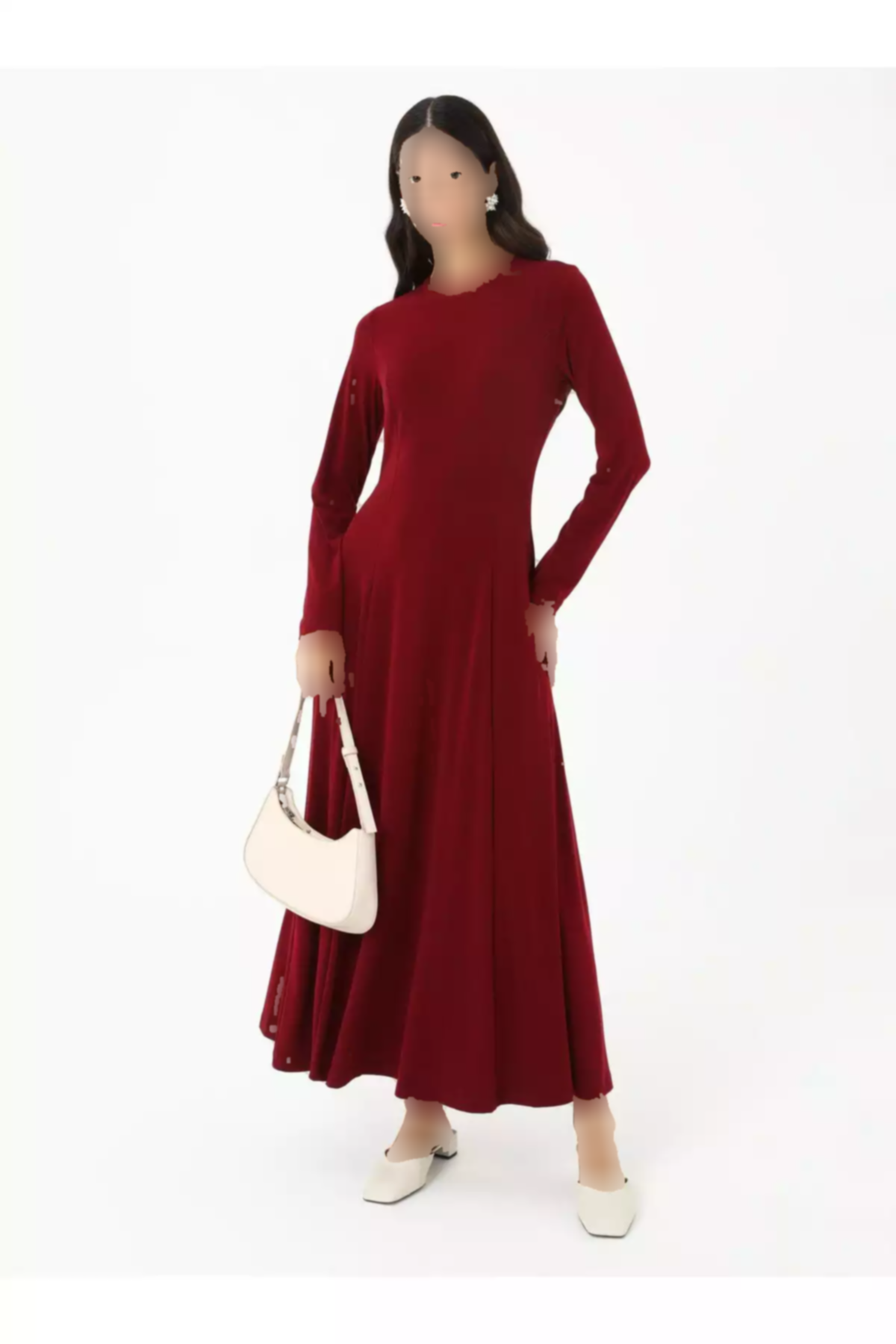 پیراهن پارچه یقه دار گرد رفکا زرشکی لباس برند Refka کد 1753720931