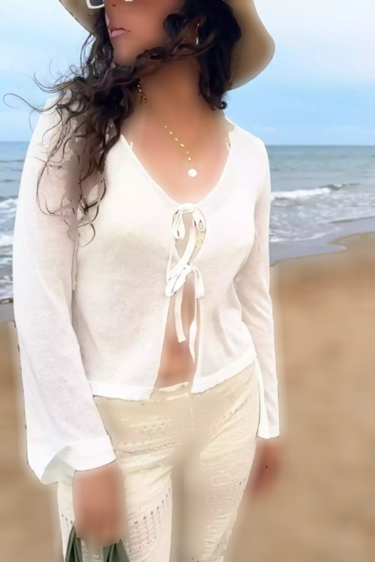 بلوز بافتنی از جلو بسته شدنی سفید استاندارد زنانه برند CHUBA کد 1753696273