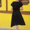 پیراهن کمر کشی گرهدار مشکی زنانه برند armonika کد 1753597326