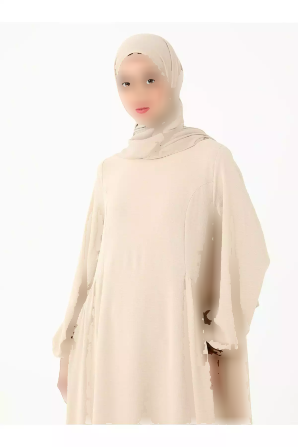 پیراهن برش گشاد طرحدار چیندار رنگ سنگی رفکا برند Refka کد 1753720991