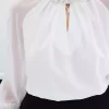 بلوز اکسسوار دار یقه شیری برند Sateen کد 1753346523