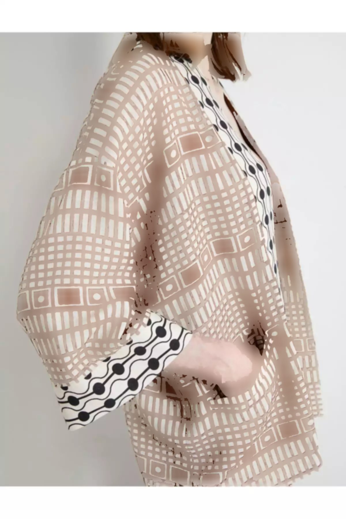 کیمونو جیب دار آستین گشاد کتان ابریشم مصنوعی نیم برند Koton کد 1752763386