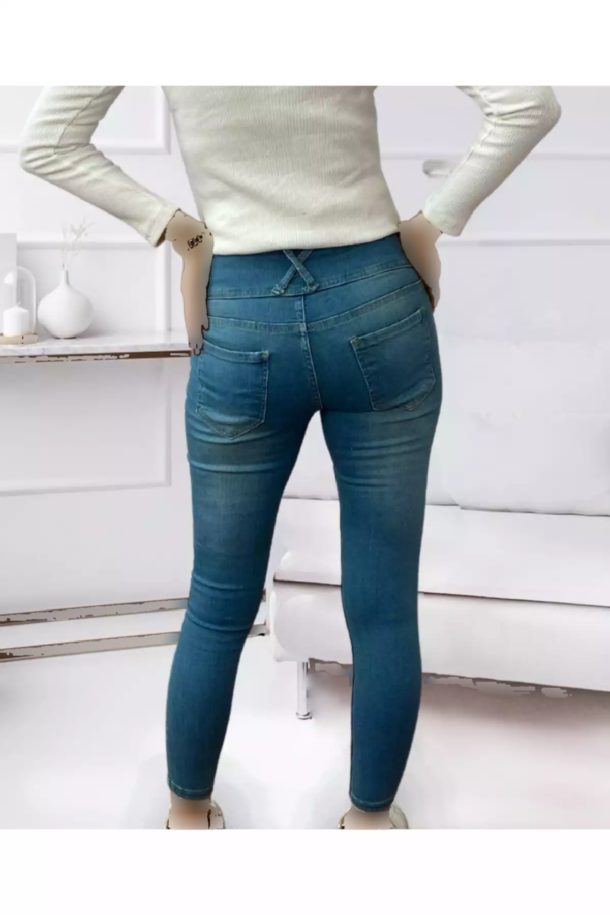 جین لایکرا دور کمر بلند شلوار 90cm برند JANES کد 1753549929