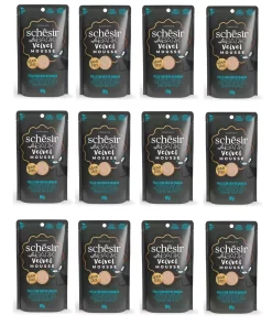 12عدد 80گرم سن گربه x با تخم مرغ بلدرچین تیره برند Schesir کد 1753656071