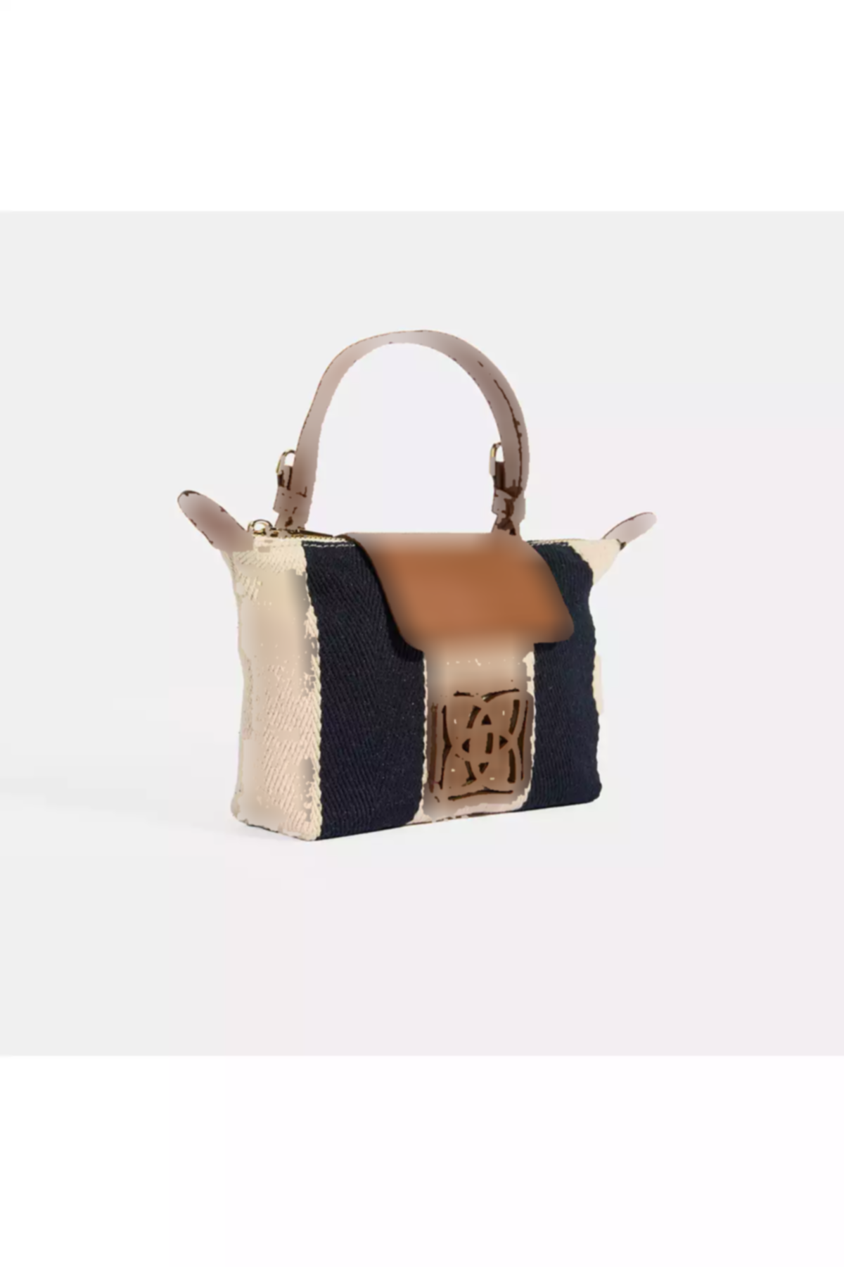 کیف دستی پارچه راهراه لوگودار سرمه ای زنانه برند Desa کد 1753348393