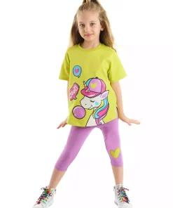 ست تایت تیشرت تک شاخ تابستانی cool نیلی دخترانه برند Denokids کد 1753823523