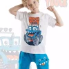ست شلوارک تیشرت کشی تابستانی پسرانه کامیون هیولا برند Denokids کد 1753833063