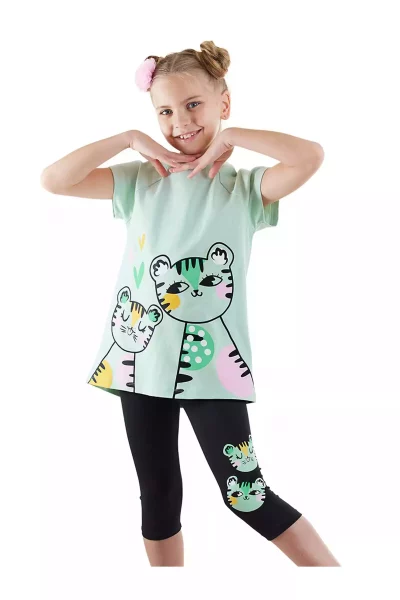 ست تایت تیشرت ببر خال خالی دخترانه برند Denokids کد 1753823465