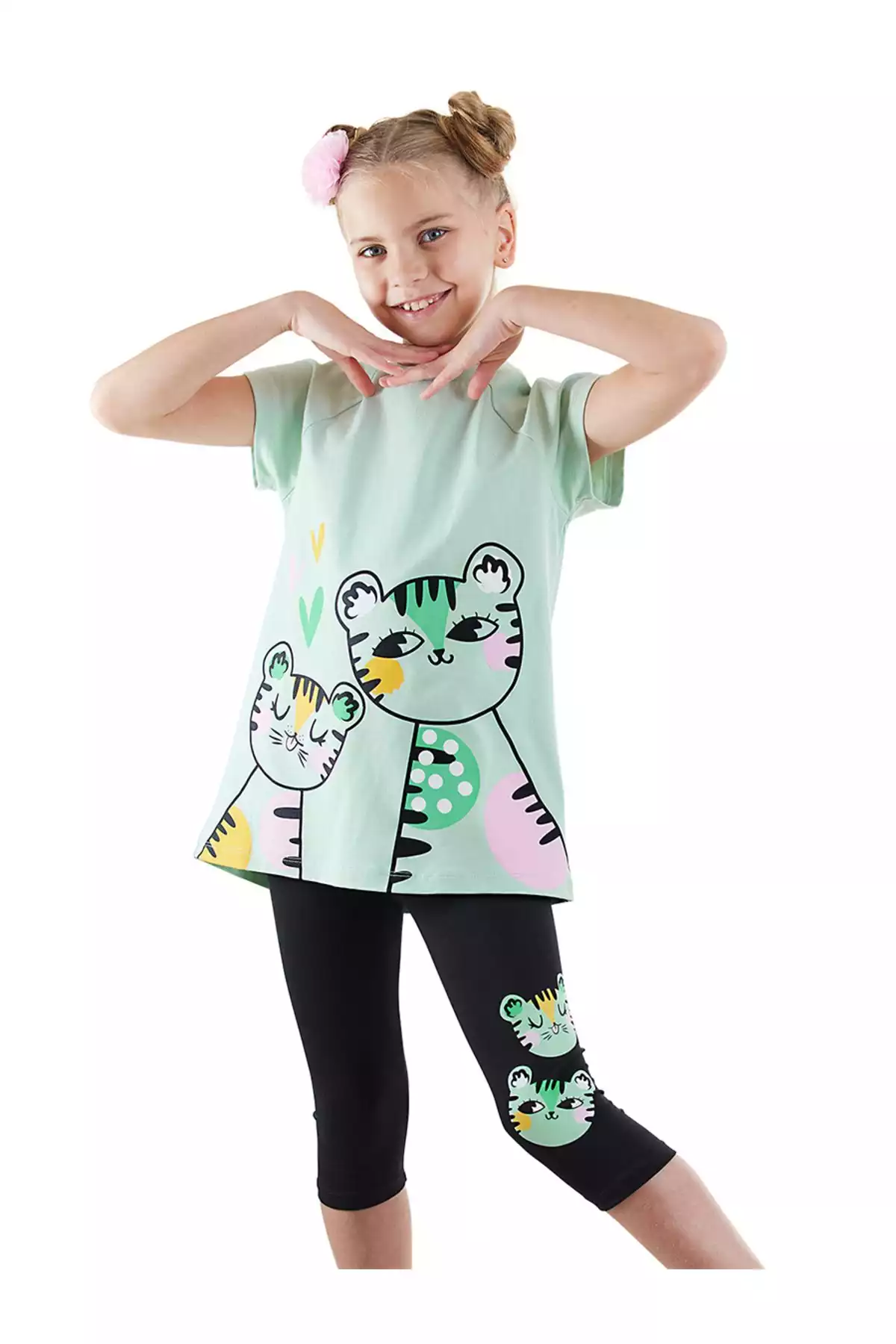 ست تایت تیشرت ببر خال خالی دخترانه برند Denokids کد 1753823465