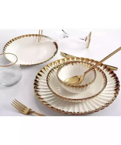 سرویس غذاخوری چینی 6نفره 24تکه papatya طلایی برند decovien کد 1753907587