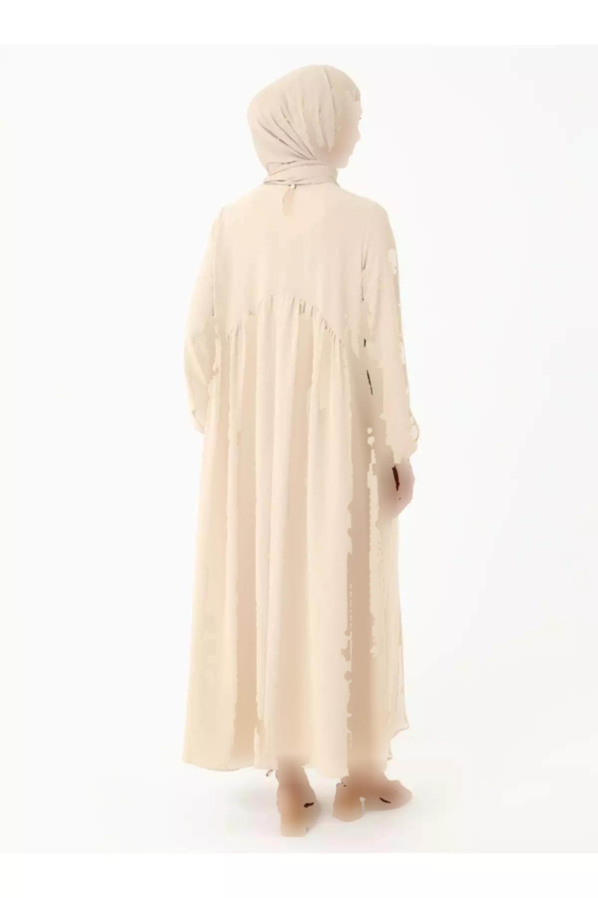 پیراهن برش گشاد طرحدار چیندار رنگ سنگی رفکا برند Refka کد 1753720991