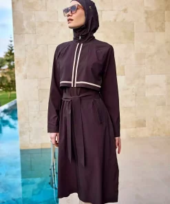 مایو اسلامی پوشیده کامل 30 کمربند دار قهوه‎ای برند Marina کد 1753529468