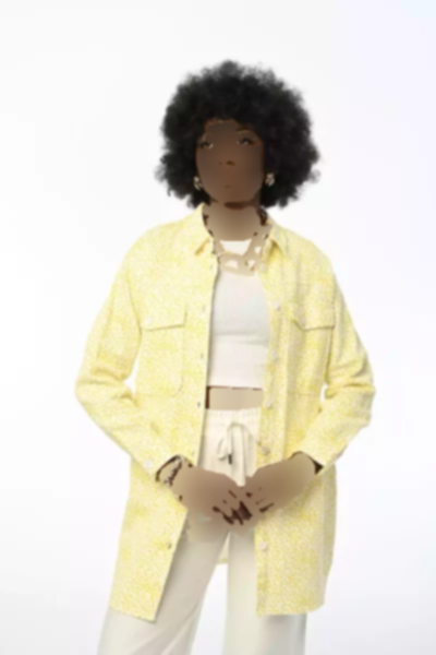 کت پیراهن ست گاباردین جیب‌دار طرح‎دار زرد برند Orfeo Negro کد 1753414331