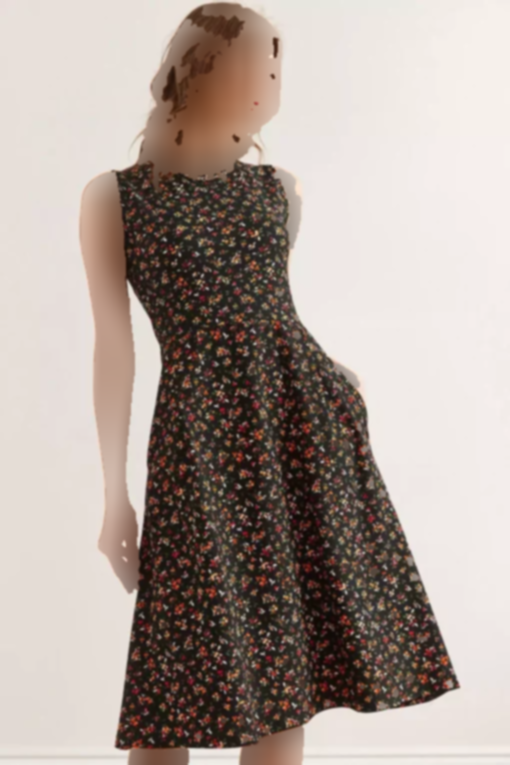 پیراهن جیب دار کلوش گل‎دار مشکی زنانه برند Olalook کد 1753669985