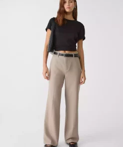 پارچه صاف کمربنددار شلوار راحت برند Stradivarius کد 1753351944