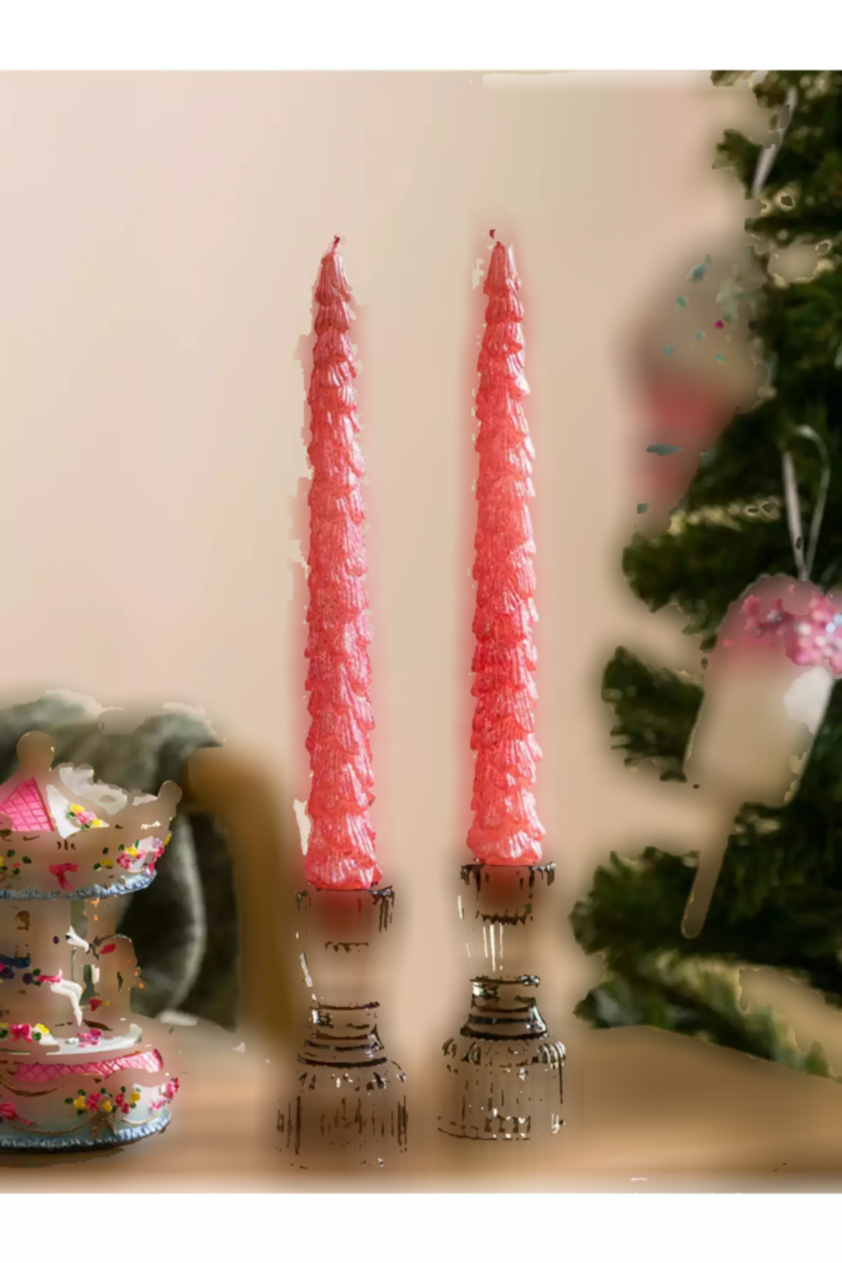 شمع تزئینی درخت خانه شیشه ای شکلدار صورتی 26cm برند LC Waikiki کد 1754465469