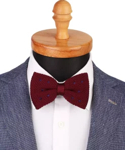 پاپیون بافتنی طرح خال خالی زرشکی مردانه برند Kravatkolik کد 1755862871