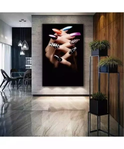 تابلو چاپ تزئینی مدرن ناخن دیجیتالی آرایش رنگی زنانه برند GülsenArt کد 1756062668