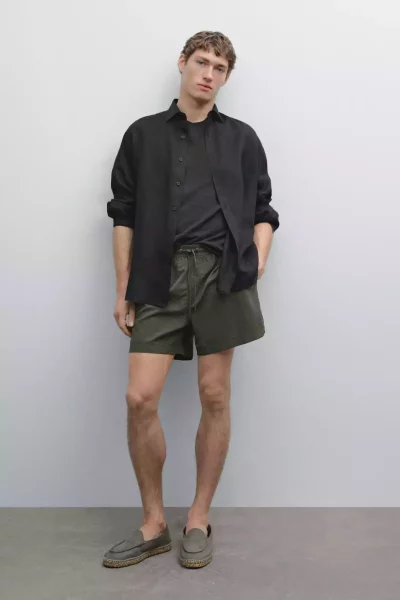 شلوارک ساحلی مدل کوتاه تک رنگ رنگی برند Massimo Dutti کد 1754220132