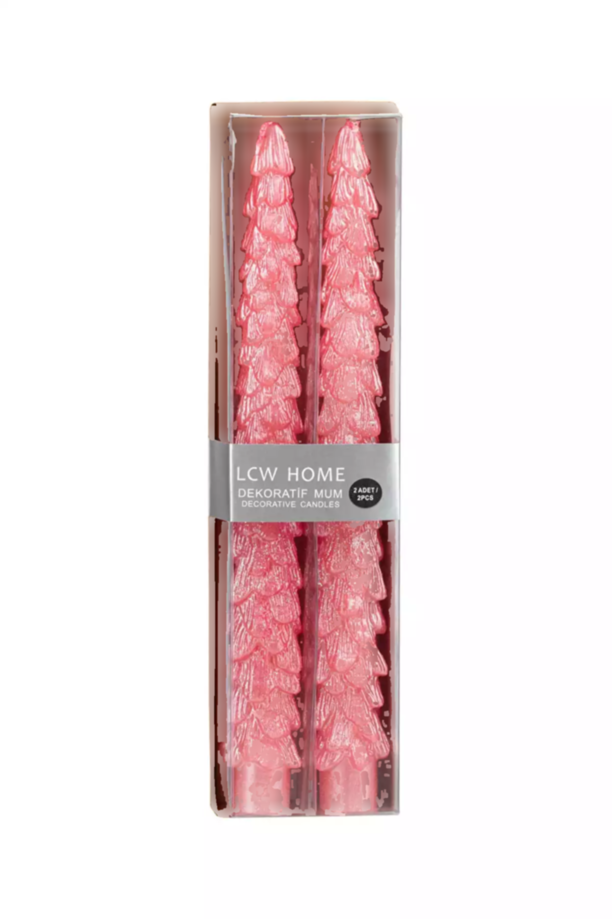 شمع تزئینی درخت خانه شیشه ای شکلدار صورتی 26cm برند LC Waikiki کد 1754465469