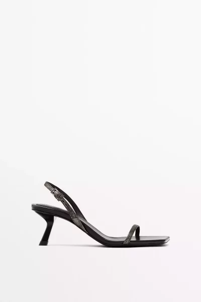 صندل پاشنه بلند بندی طرح‎دار برند Massimo Dutti کد 1754169139