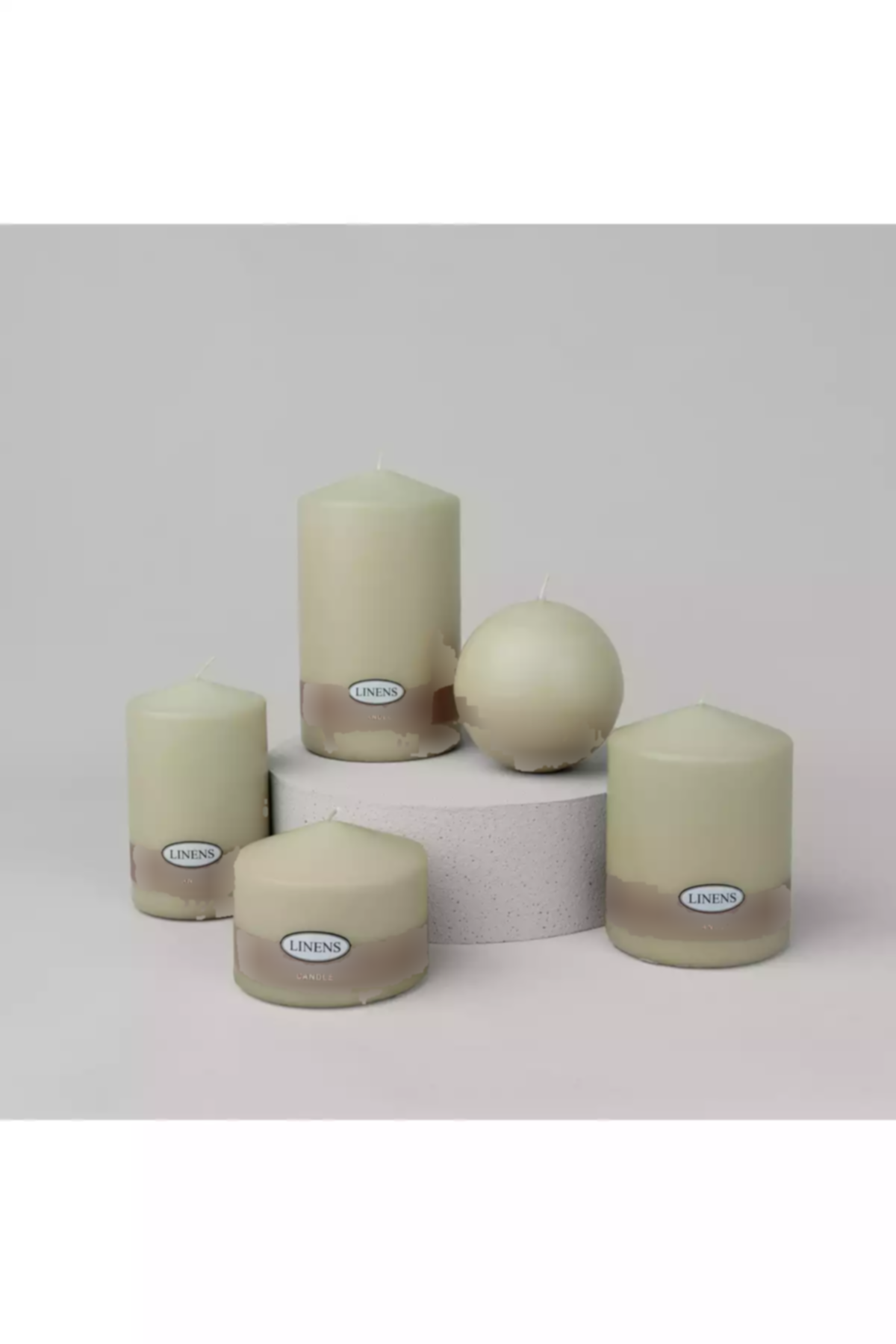 شمع گرد ساده بژ قطر 10cm برند Linens کد 1754460009