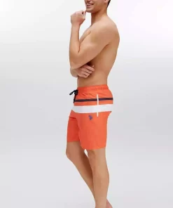 شلوارک ساحلی بلند نارنجی مردانه برند U.S. Polo Assn. کد 1754223731