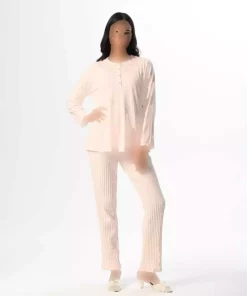 ست لباس راحتی زمستانی طرحدار توری پودر بارداری 100پنبه زنانه برند Genel Markalar کد 1756950066