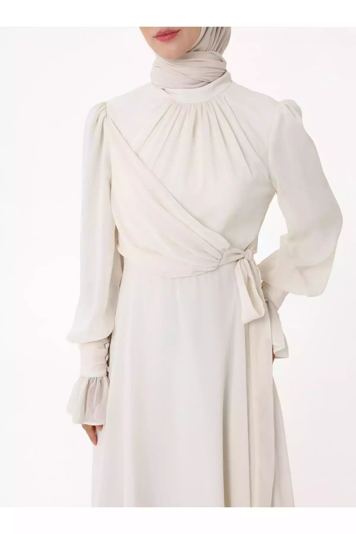 لباس مجلسی پوشیده شیفون شیری یوریو برند Refka کد 1758121866