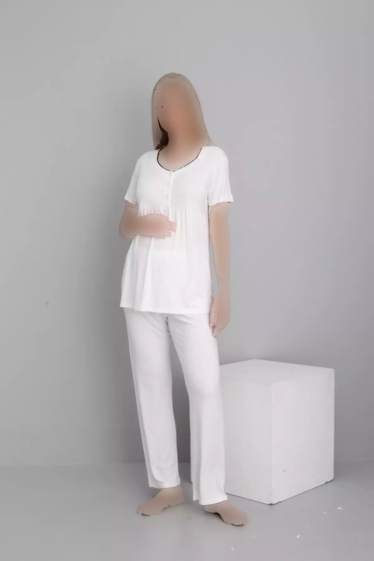 لباس راحتی شیردهی بلند و گشاد یقه طرحدار بارداری برند Miss Dünya Lissa کد 1757759470