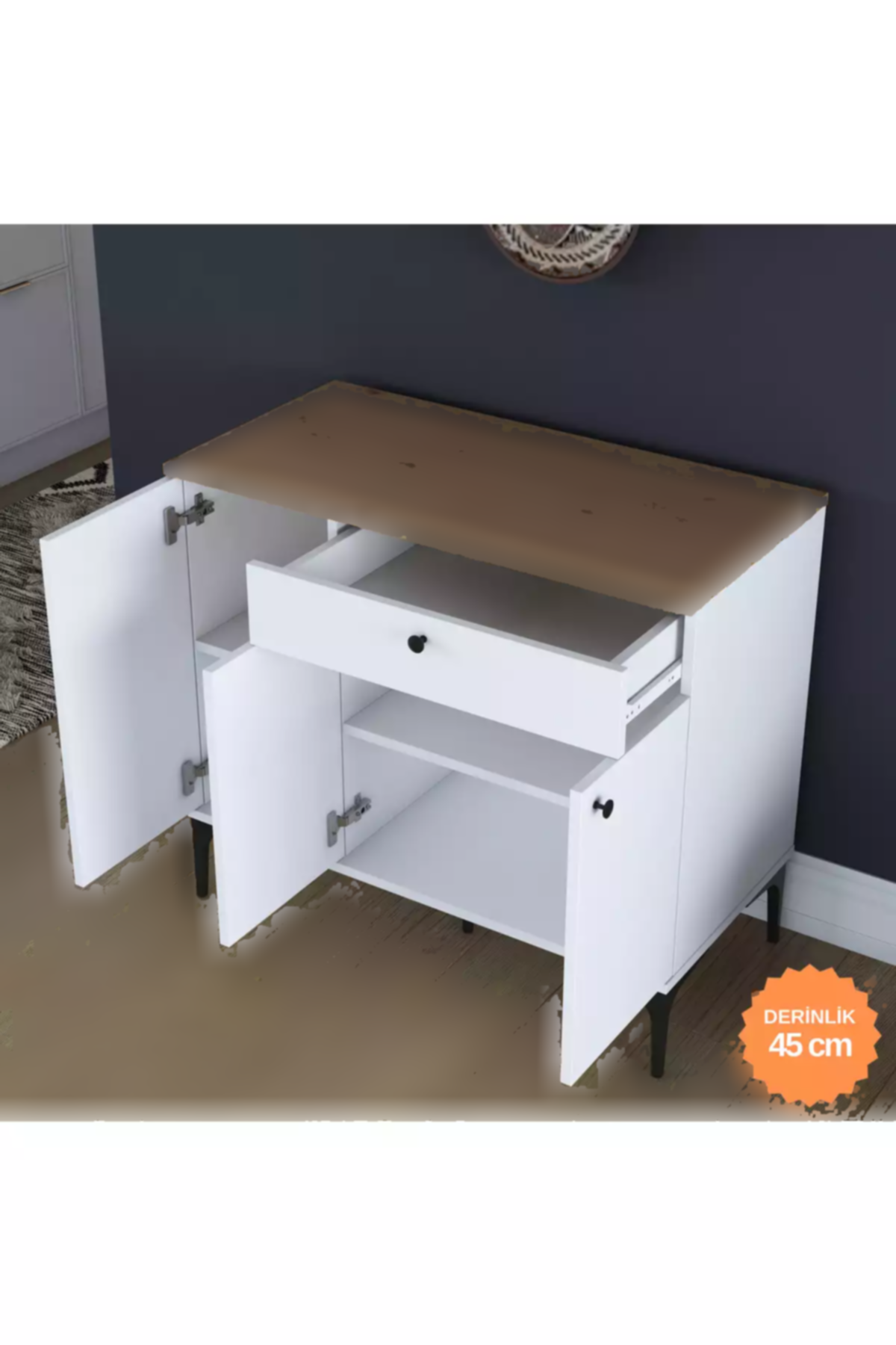 سبد کابینت کمد آشپزخانه گوشه ای درخت گردو 1کشودار 3دربدار 4قهوه سفید چند کاربردی برند Rani Mobilya کد 1758001267