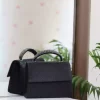 کیف دوشی مجلسی طرح‎دار اکریلیکی مشکی زنانه برند Moom Bag کد 1758390663