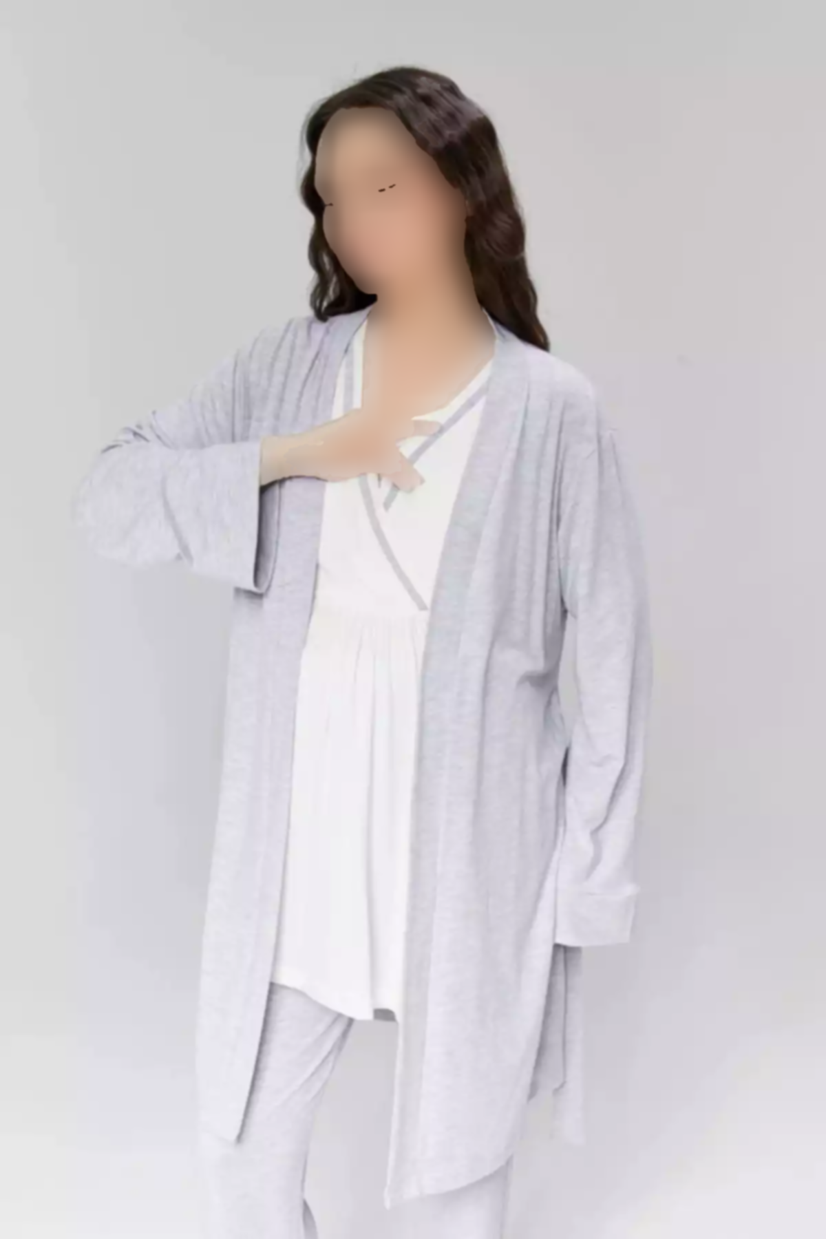 لباس راحتی شیردهی بلند و گشاد مخفی طوسی بارداری زنانه برند Genel Markalar کد 1757668749