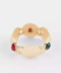 دستبند نگین دار سبز طلایی زرشکی زنانه برند Defacto کد 1757272567