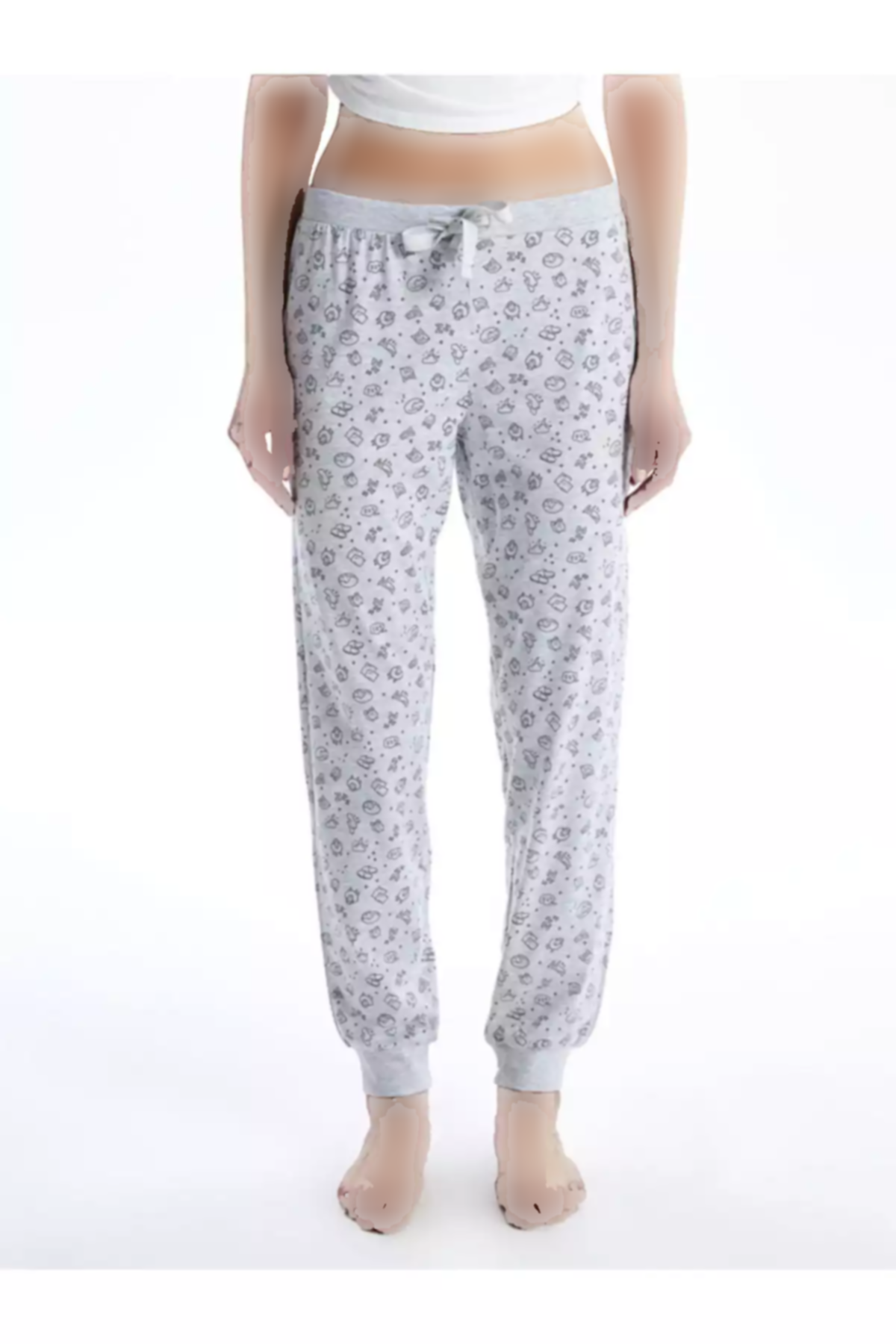 پیژامه ست کمر کشی رویایی جاگر چاپی طوسی زنانه برند LC Waikiki کد 1758051665