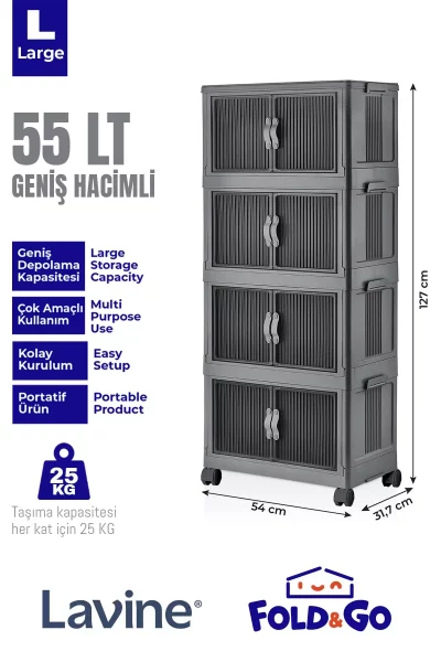 کمد چرخ دار تنظیم کننده درب‎دار "آنتراسیت" چند کاربردی تاشو و برو شستشو برند obido کد 1758357671