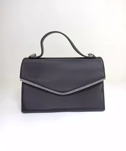 کیف مجلسی اکسسوار دار ساتن سنگی نقره مشکی زنانه برند dizaynbag کد 1758390665