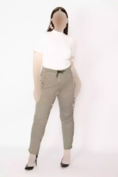 جیب دار زیپ کمر بند سایز بزرگ طرح‎دار شلوار قهوه زنانه برند Şans کد 1758336066