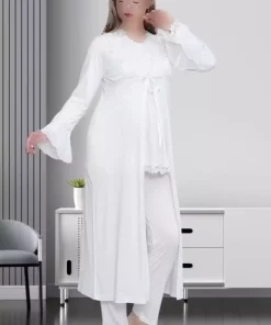 لباس راحتی 25ابریشم مصنوعی 75پنبه بلند و گشاد بارداری برند Mecit Pijama کد 1756971666
