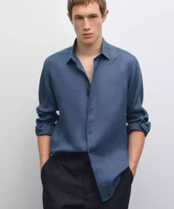 پیراهن اسلیم فیت 100کتان برند Massimo Dutti کد 1757748908