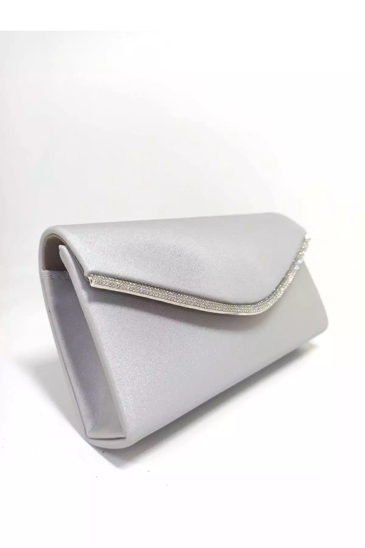 کیف مجلسی نگین دار ساتن نقره زنانه برند dizaynbag کد 1758404464