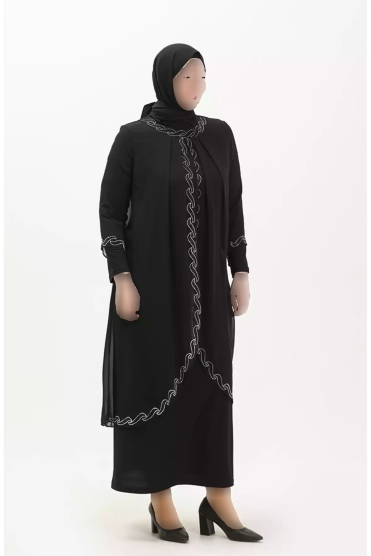 لباس مجلسی 01مشکی چاپ سنگی سایز بزرگ برند sefamerve کد 1758123068