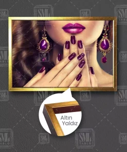تابلو لاک ناخن رژ آرایش بنفش دکوری زنانه سورموس برند SML TABLO کد 1758422524
