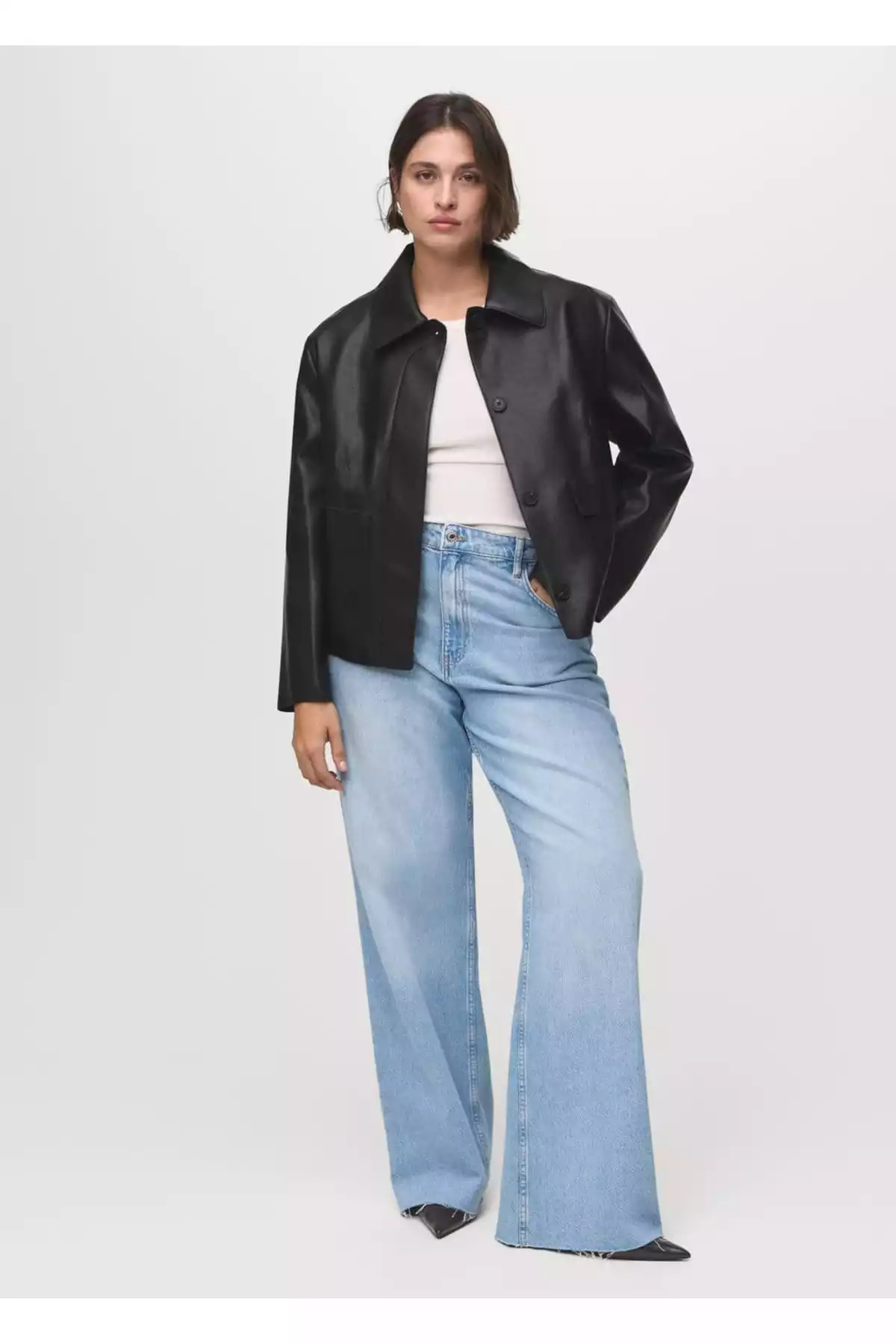 کت جیب دار به صورت چرم برند MANGO کد 1758269529