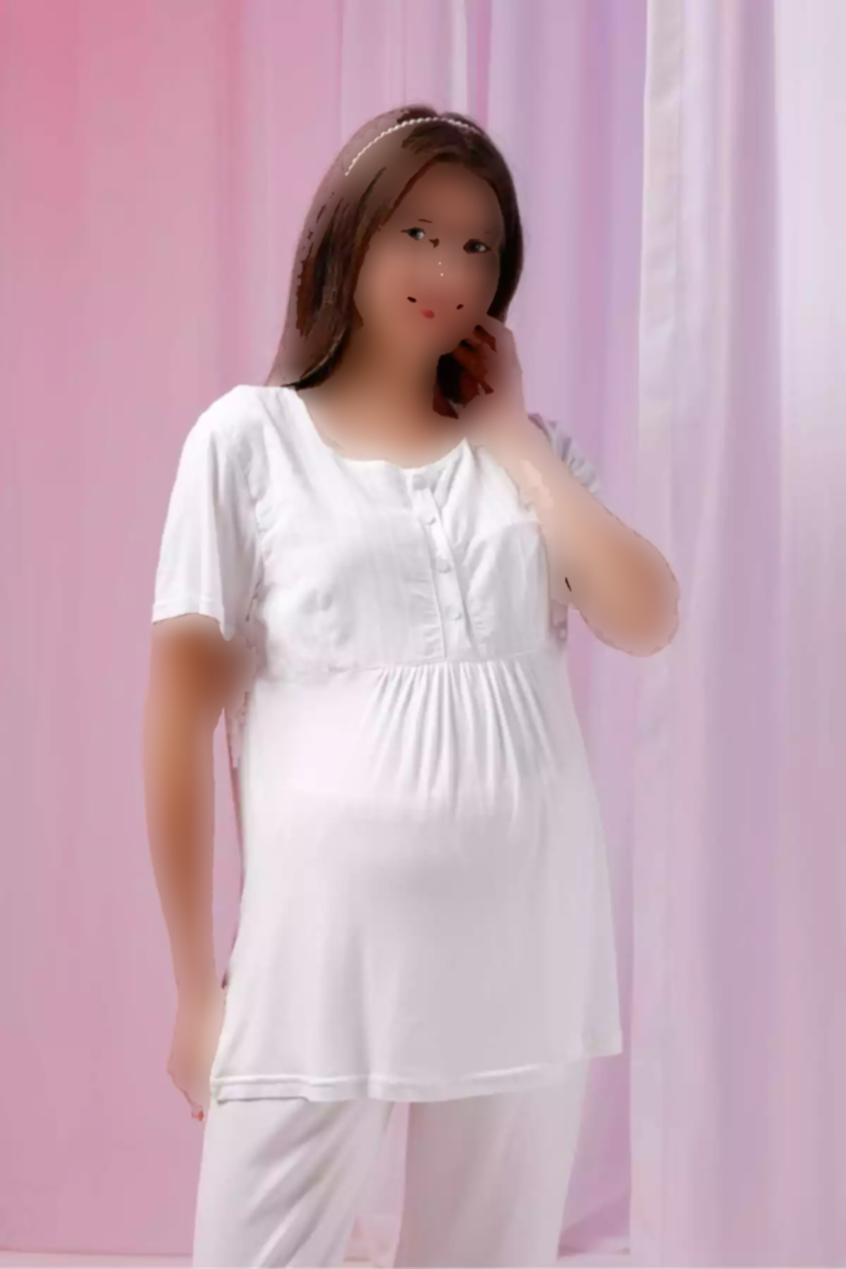 ست لباس راحتی دکمهدار پنبه ای طراحی ویژه جاکاردار شیری بارداری زنانه برند Lohusa Homewear کد 1757668690