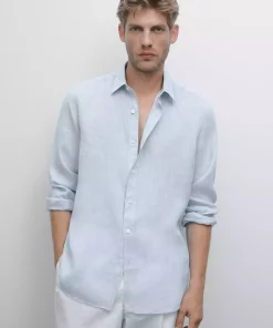 پیراهن اسلیم فیت 100کتان برند Massimo Dutti کد 1757751671